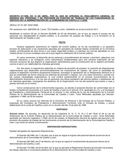 decreto 67/99 de 15 de abril